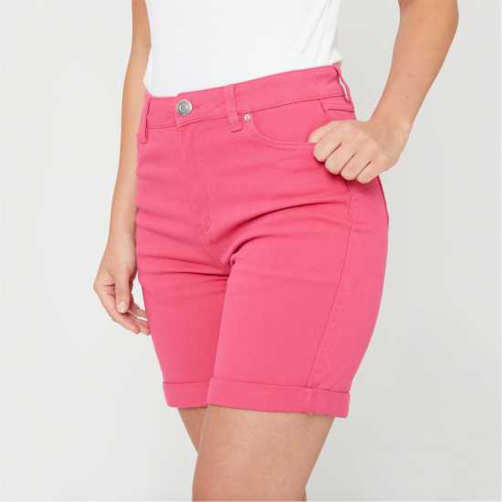 Дънкови Къси Панталони Be You Longer Length Denim Shorts Магента 