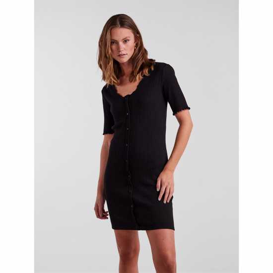 Pieces Nukisa V-Neck Mini Dress Черно Дамски поли и рокли