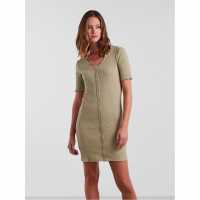 Pieces Nukisa V-Neck Mini Dress Чай Дамски поли и рокли