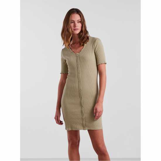 Pieces Nukisa V-Neck Mini Dress Чай Дамски поли и рокли