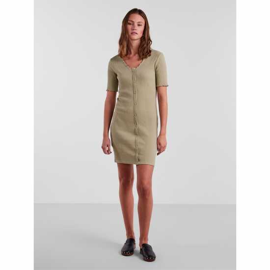 Pieces Nukisa V-Neck Mini Dress Чай Дамски поли и рокли