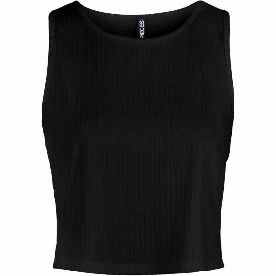 Pieces Sl Crop Top Ld99 Черно Дамски тениски и фланелки