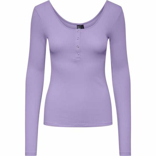 Pieces Pcktte Ls Top Ld99 Purple Rose Дамски тениски и фланелки