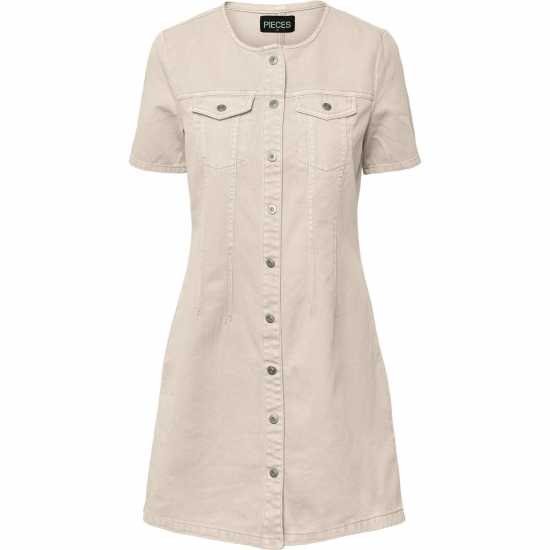 Pieces Tara Ss Dress Ld99 Сива бяла капа Дамски поли и рокли