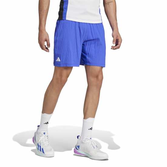 Adidas Мъжки Шорти Tennis Pro 7-Inch Seersucker Shorts Mens Синьо Мъжко облекло за едри хора