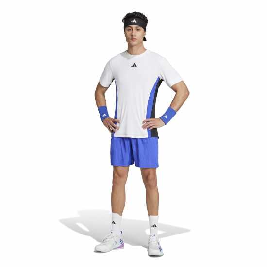 Adidas Мъжки Шорти Tennis Pro 7-Inch Seersucker Shorts Mens Синьо Мъжко облекло за едри хора