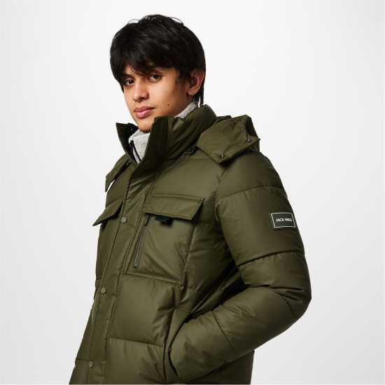 Jack Wills Long Puffer Jacket Хаки Мъжки якета и палта