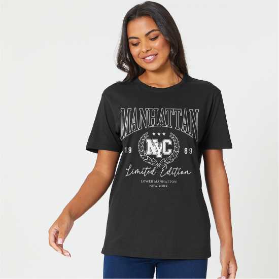 Be You Manhattan Slogan T-Shirt  Дамски потници