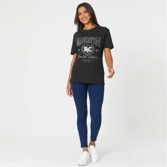 Be You Manhattan Slogan T-Shirt  Дамски потници