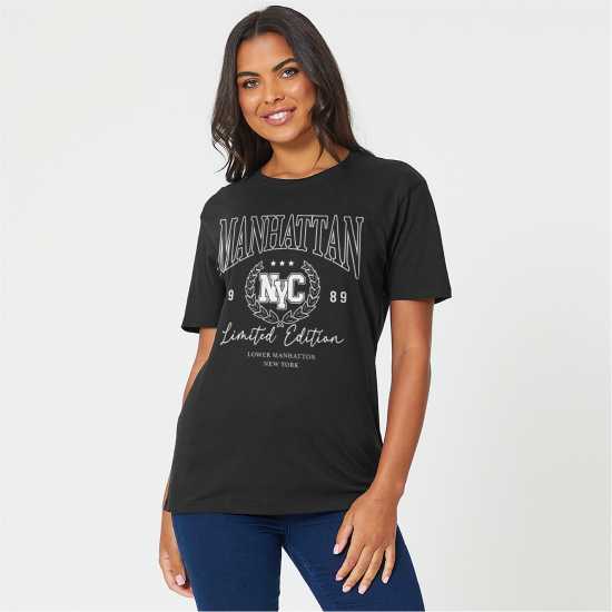 Be You Manhattan Slogan T-Shirt  Дамски потници