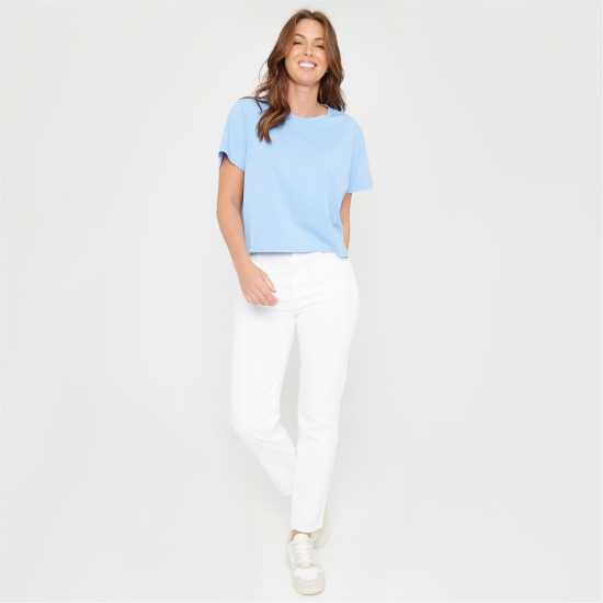 Be You You Boxy Tee Бледо синьо Дамски тениски и фланелки