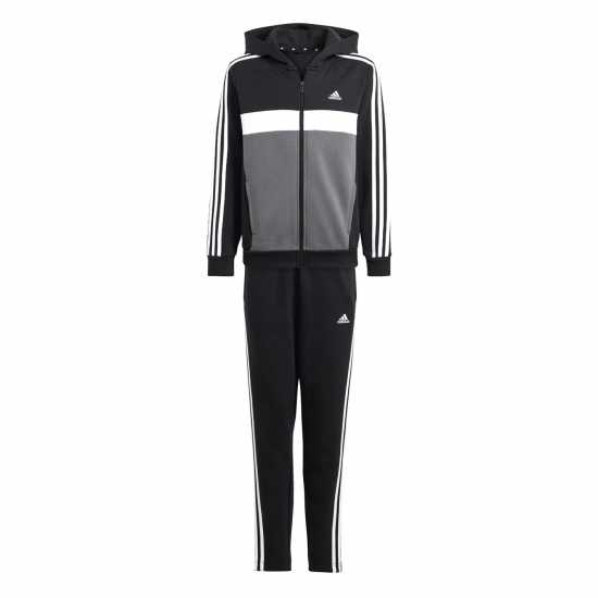 Adidas Tiberio Fleece Tracksuit Juniors Черно/Сиво Детски спортни екипи