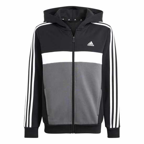 Adidas Tiberio Fleece Tracksuit Juniors Черно/Сиво Детски спортни екипи