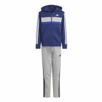 Adidas Tiberio Fleece Tracksuit Juniors Navy/Grey Детски спортни екипи