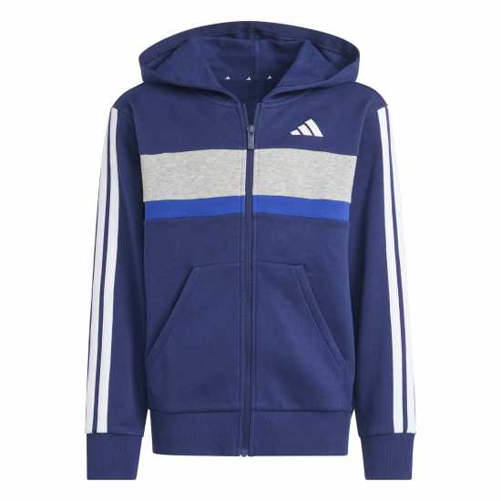 Adidas Tiberio Fleece Tracksuit Juniors Navy/Grey Детски спортни екипи