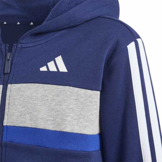 Adidas Tiberio Fleece Tracksuit Juniors Navy/Grey Детски спортни екипи