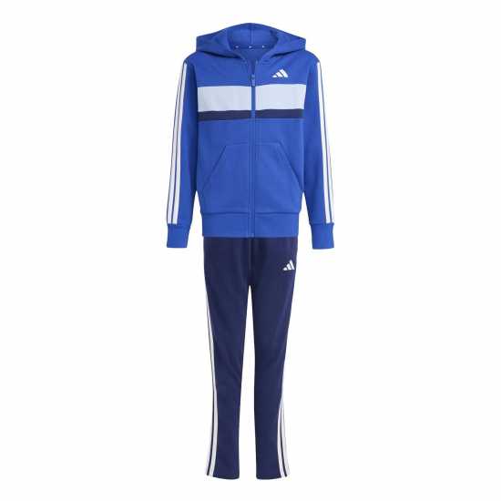 Adidas Tiberio Fleece Tracksuit Juniors Синьо/Сиво 