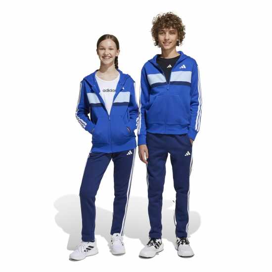 Adidas Tiberio Fleece Tracksuit Juniors Синьо/Сиво 