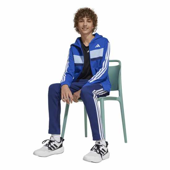 Adidas Tiberio Fleece Tracksuit Juniors Синьо/Сиво 