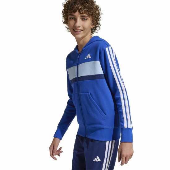 Adidas Tiberio Fleece Tracksuit Juniors Синьо/Сиво 