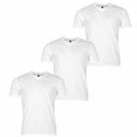 Donnay Мъжка Тениска Three Pack V Neck T Shirt Mens White Мъжко облекло за едри хора
