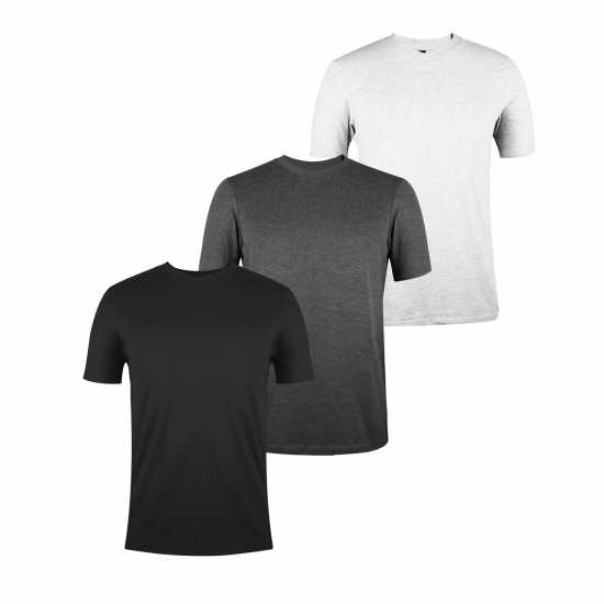Donnay Мъжка Тениска Three Pack V Neck T Shirt Mens Сиво/Черно/Черно Donnay Мъжка Тениска Three Pack V Neck T Shirt Mens Сиво/Черно/Черно