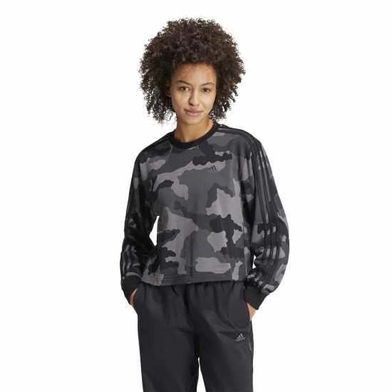 Дамски пуловери Adidas Essentials 3-Stripes Camo-Print Cropped Sweatshirt Womens Черно Adidas Essentials 3-Stripes Camo-Print Cropped Sweatshirt Womens Черно Дамски пуловери