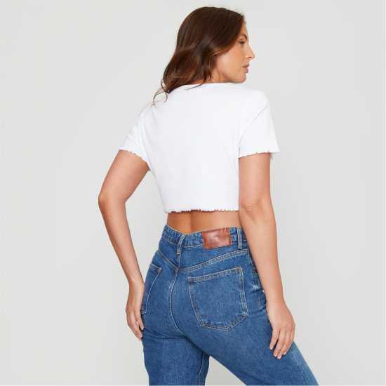 Be You Cropped Rib T-Shirt Бяло 