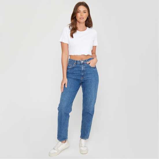 Be You Cropped Rib T-Shirt Бяло 