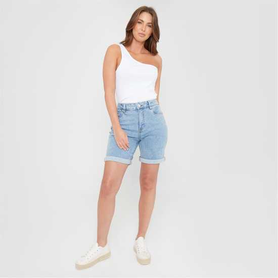 Be You One Shoulder Rib Tank Vest Бяло 