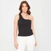 Be You One Shoulder Rib Tank Vest Черно 