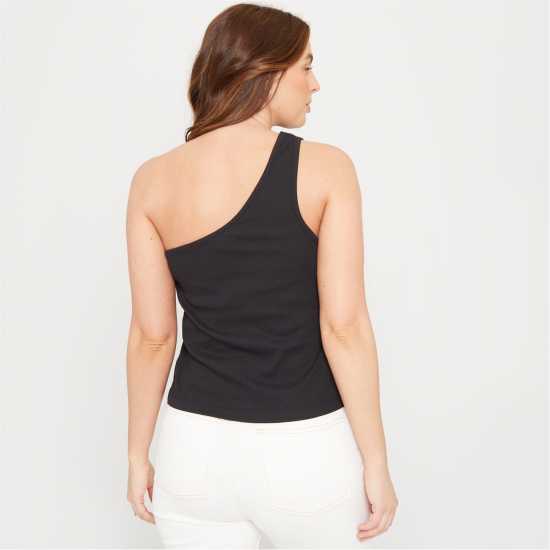 Be You One Shoulder Rib Tank Vest Черно Be You One Shoulder Rib Tank Vest Черно