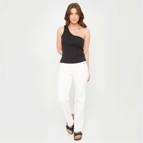 Be You One Shoulder Rib Tank Vest Черно Be You One Shoulder Rib Tank Vest Черно