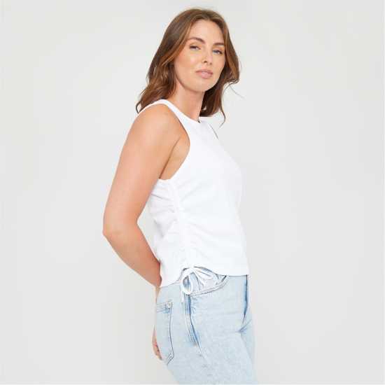 Be You Ruched Side Vest Womens Бяло Be You Ruched Side Vest Womens Бяло