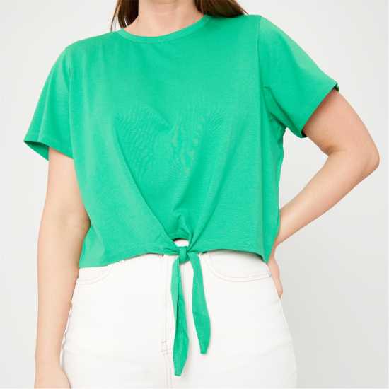 Be You Women's Tie Front Regular Fit T-Shirt  