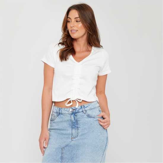 Дамски тениски и фланелки Be You Ruched Rib Top Womens Крем Be You Ruched Rib Top Womens Крем Дамски тениски и фланелки