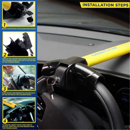 Goodyear T-Shape Steering Wheel Lock  