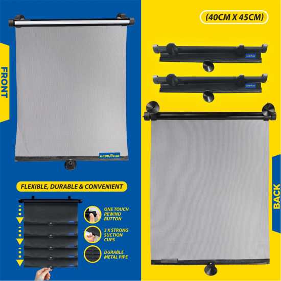 Goodyear Goodyear 2 Piece Car Window Roller Blinds  