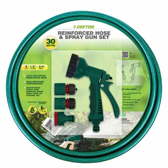 30 Metre Reinforced Hose & Spray Gun Set  