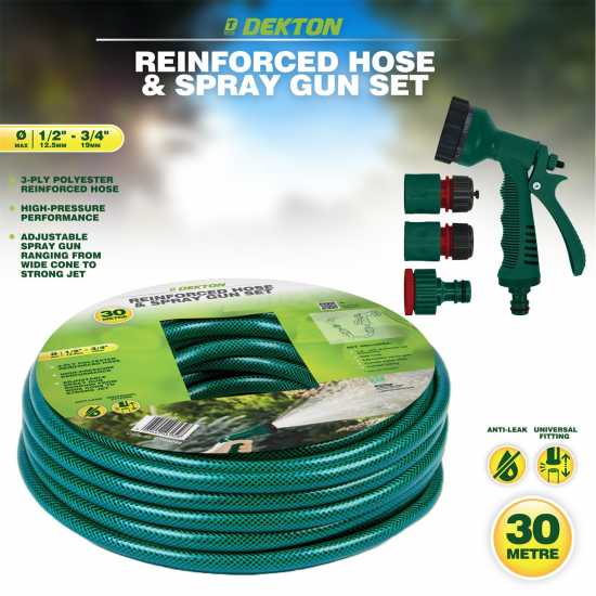 30 Metre Reinforced Hose & Spray Gun Set  