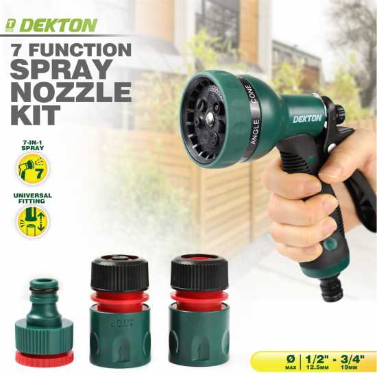 Dekton 7 Function Spray Gun Kit With Hose Adapters  