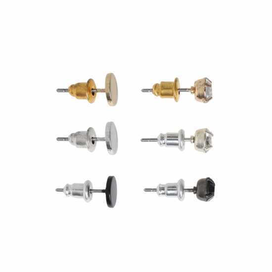 3 Pair Metal Stud Earrings  