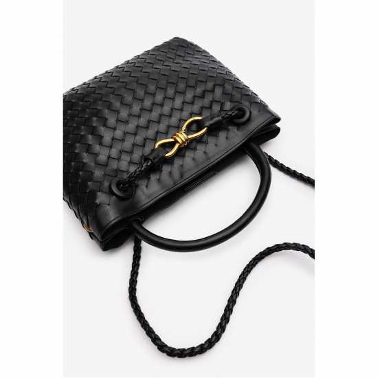 Leather Tote Bag With Gold Detail  