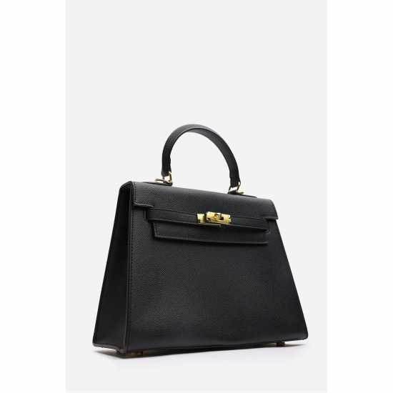 Wheres That From Handle Satchel Mini Tote Bag With Turn-Lock Черно Wheres That From Handle Satchel Mini Tote Bag With Turn-Lock Черно