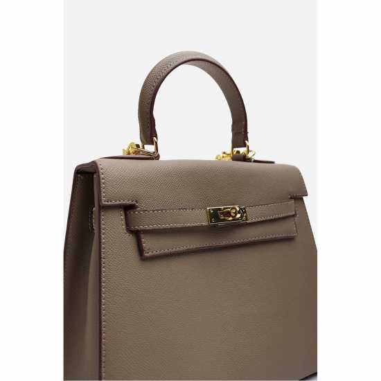 Wheres That From Handle Satchel Mini Tote Bag With Turn-Lock Бежово Wheres That From Handle Satchel Mini Tote Bag With Turn-Lock Бежово