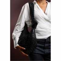 Чанта За Рамо Wheres That From Strap Woven Shoulder Bag Black 