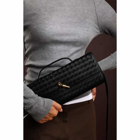 Wheres That From Style Woven Clutch Bag Черно 