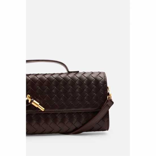 Wheres That From Style Woven Clutch Bag Brown 