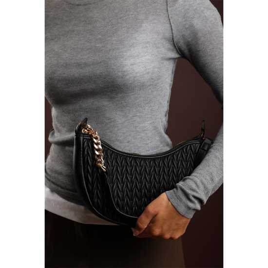 Чанта За Рамо Wheres That From Crescent Shoulder Bag In Chain Detail Black 