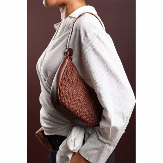 Чанта За Рамо Wheres That From Crescent Shoulder Bag In Chain Detail Brown 